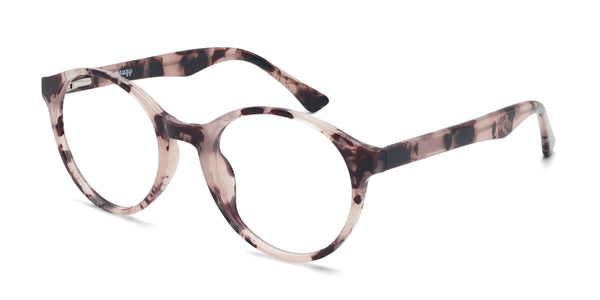 gala round purple tortoise eyeglasses frames angled view