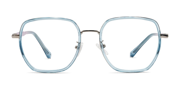 gem geometric clear blue eyeglasses frames front view