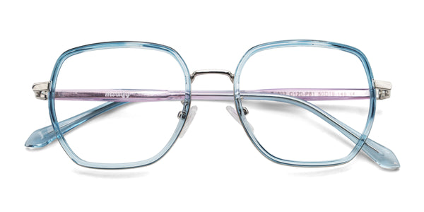 gem geometric clear blue eyeglasses frames top view