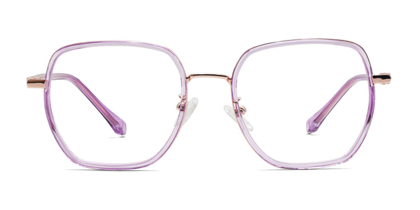 gem geometric clear purple eyeglasses frames front view