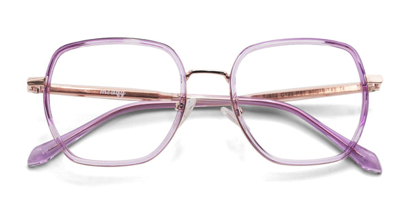 gem geometric clear purple eyeglasses frames top view