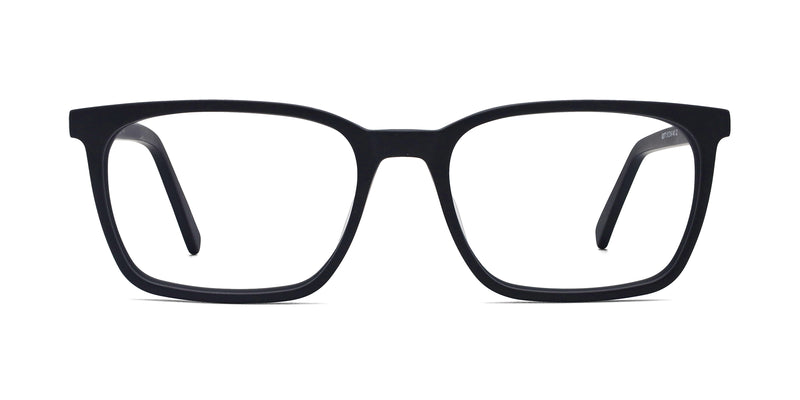 genius rectangle matte black eyeglasses frames front view