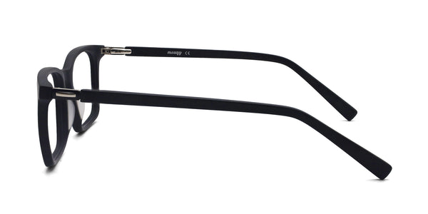 genius rectangle matte black eyeglasses frames side view