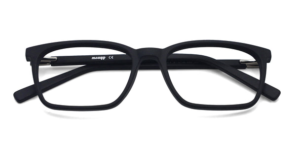 genius rectangle matte black eyeglasses frames top view