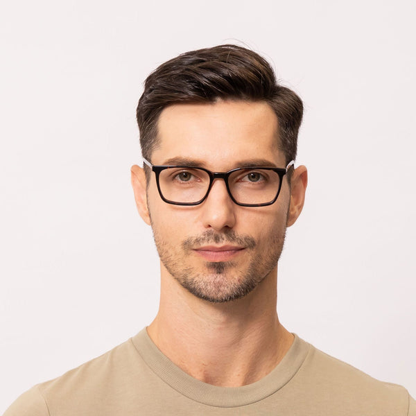 genius rectangle tortoise eyeglasses frames for men front view