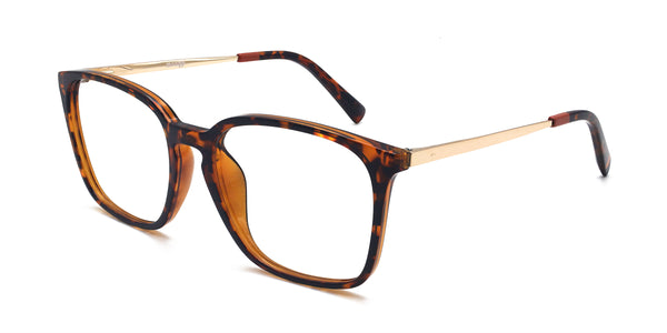 gentle square tortoise gold eyeglasses frames angled view