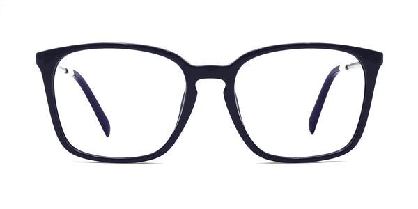 gentle square blue silver eyeglasses frames front view