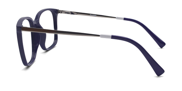 gentle square blue silver eyeglasses frames side view