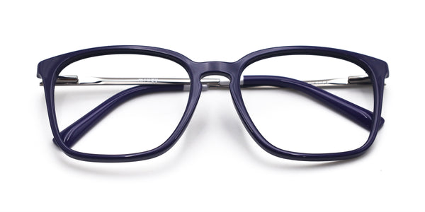 gentle square blue silver eyeglasses frames top view