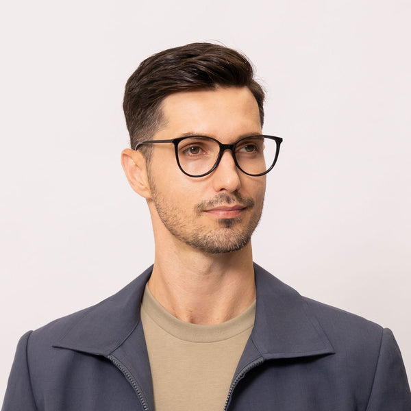 ginkgo oval black eyeglasses frames for men side view