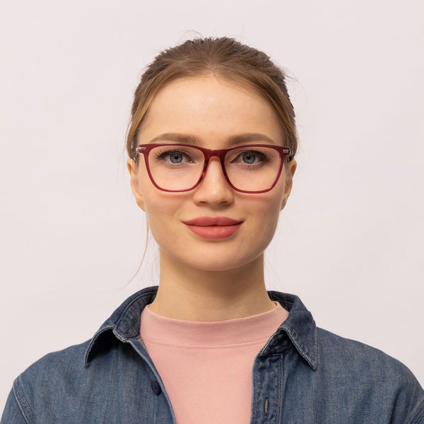giselle square red eyeglasses frames for women front view