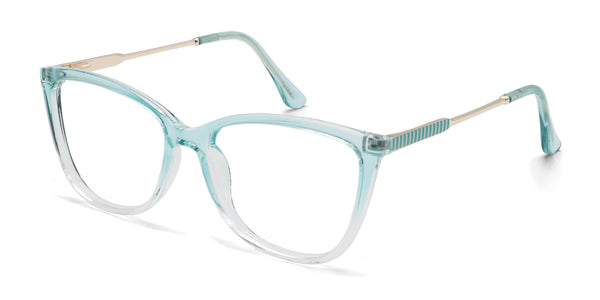 glamour cat eye gradient blue eyeglasses frames angled view