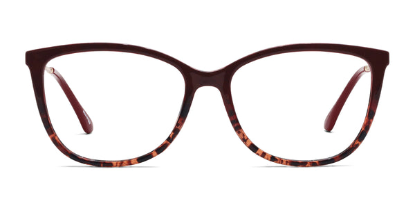 glamour cat eye red eyeglasses frames front view