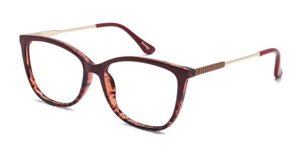 glamour cat eye red eyeglasses frames angled view
