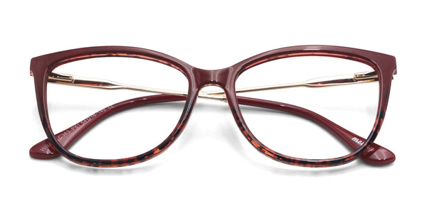 glamour cat eye red eyeglasses frames top view