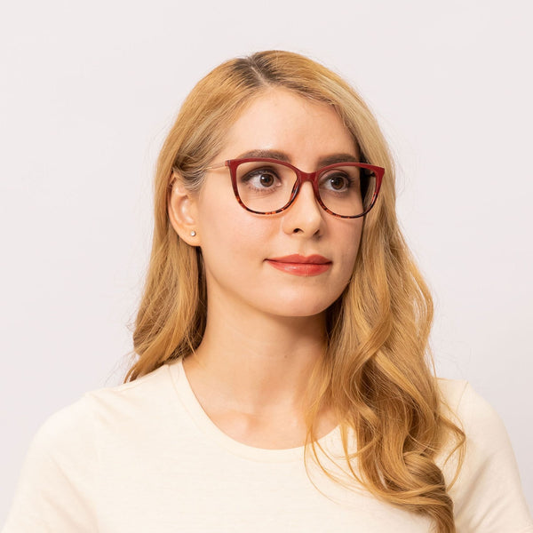 glamour cat eye red eyeglasses frames for women side view