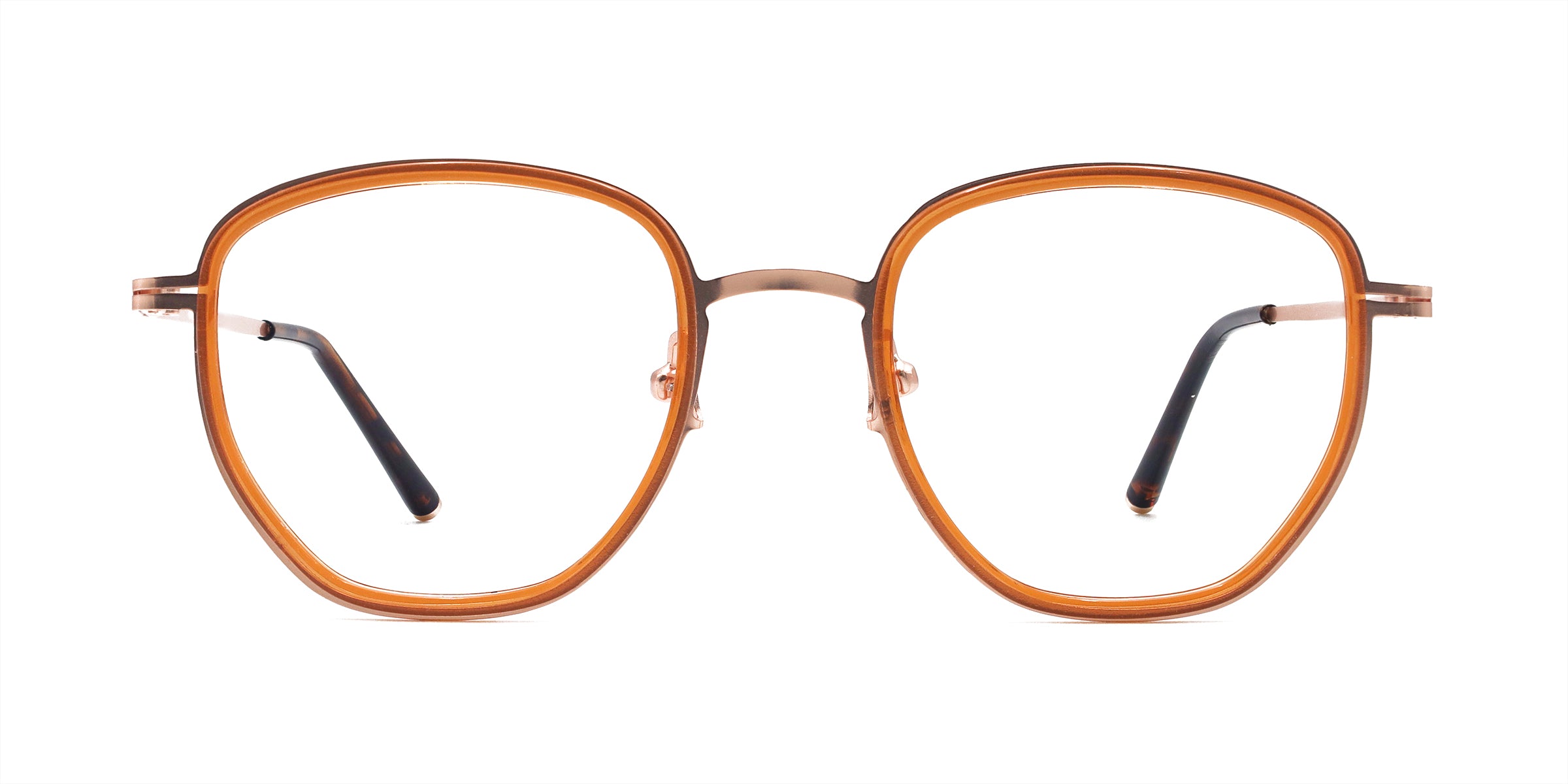 glee geometric orange eyeglasses frames front view