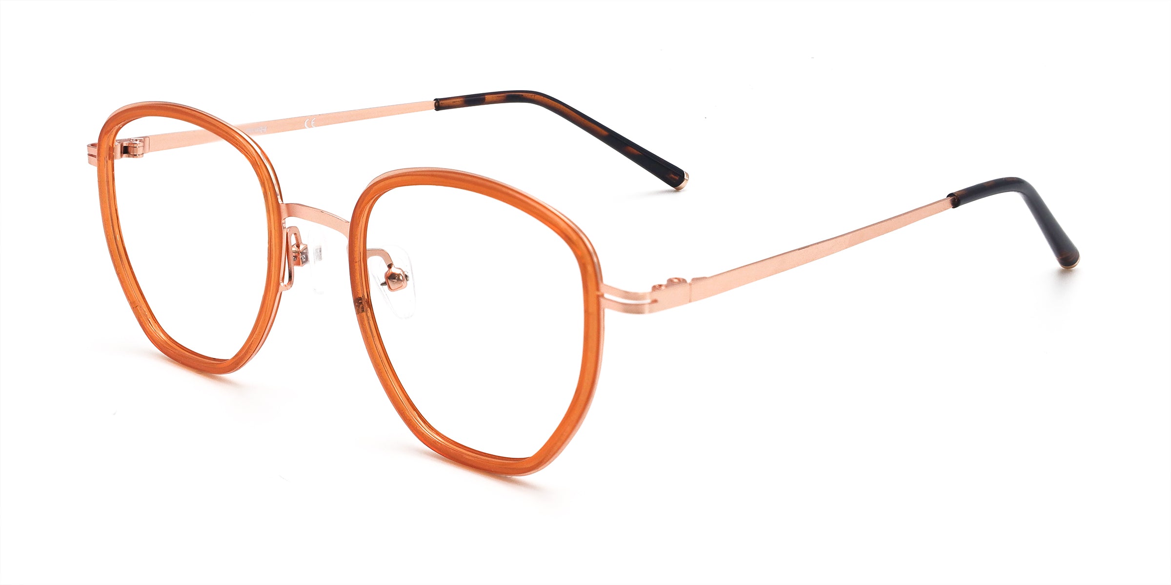 glee geometric orange eyeglasses frames angled view