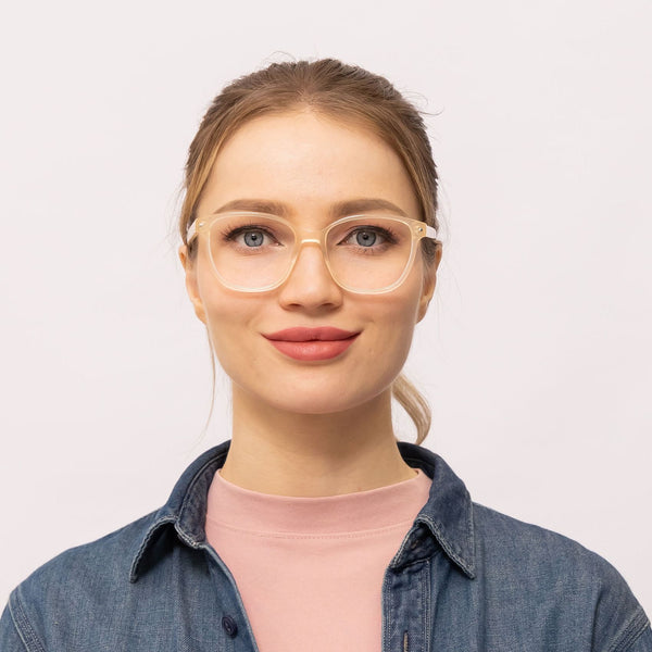 haley square pink eyeglasses frames for women front view