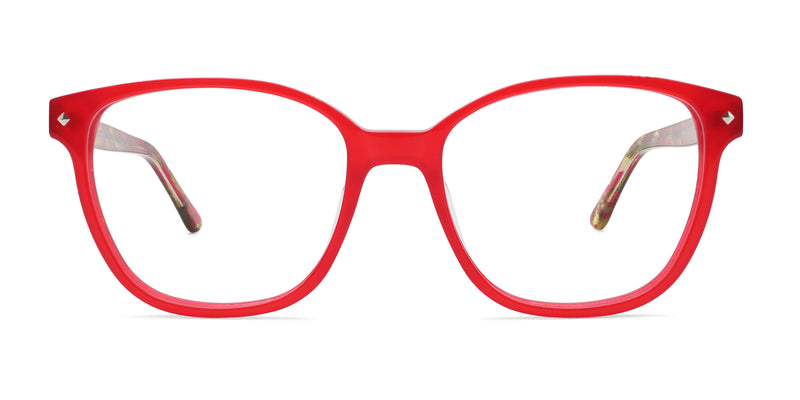 haley square red eyeglasses frames front view