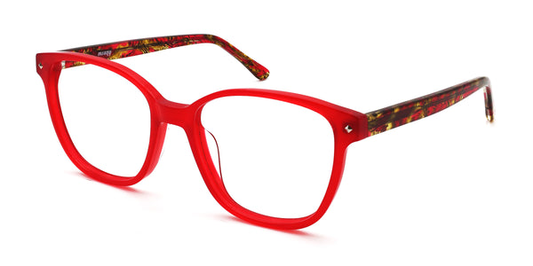 haley square red eyeglasses frames angled view