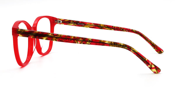 haley square red eyeglasses frames side view