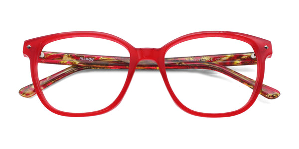 haley square red eyeglasses frames top view