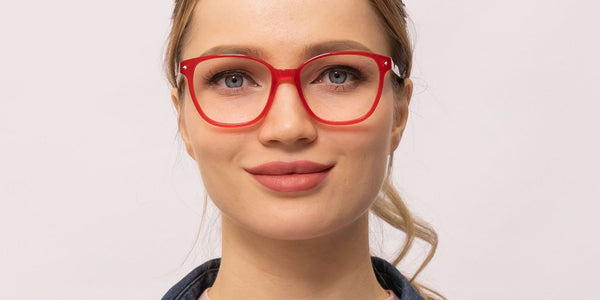 haley square red eyeglasses frames err