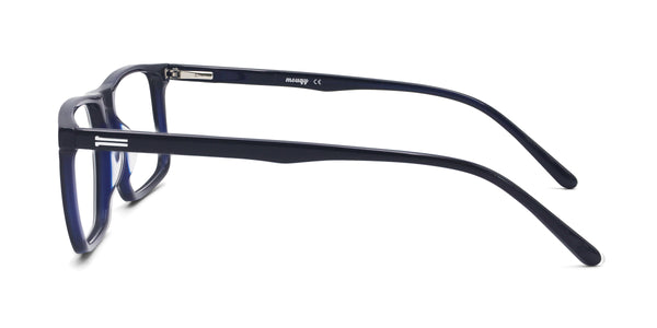 harmony rectangle shiny black eyeglasses frames side view