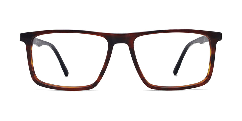 harmony rectangle brown eyeglasses frames front view