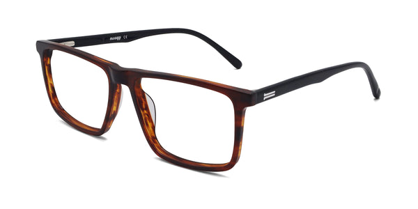 harmony rectangle brown eyeglasses frames angled view