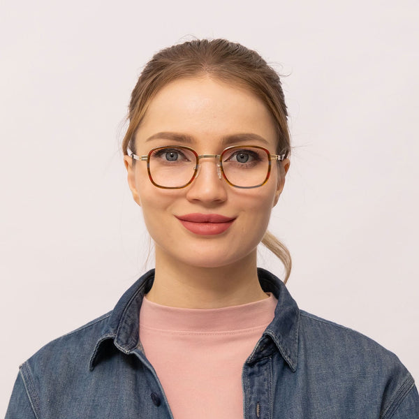 harrison square red eyeglasses frames for women front view