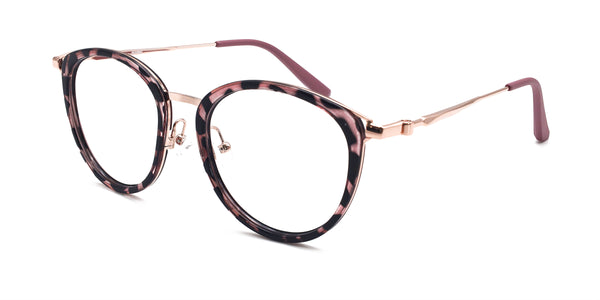 hipster oval rose gold eyeglasses frames angled view