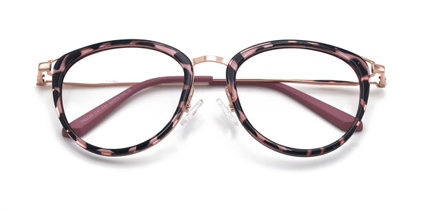 hipster oval rose gold eyeglasses frames top view