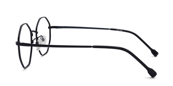 honey geometric shiny black eyeglasses frames side view