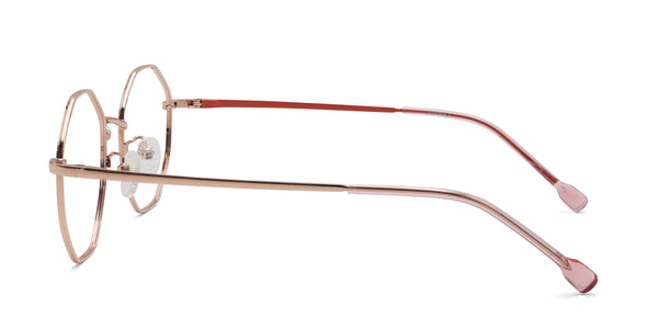 honey geometric rose gold eyeglasses frames side view