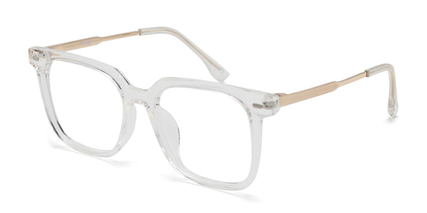 hoot square transparent eyeglasses frames angled view