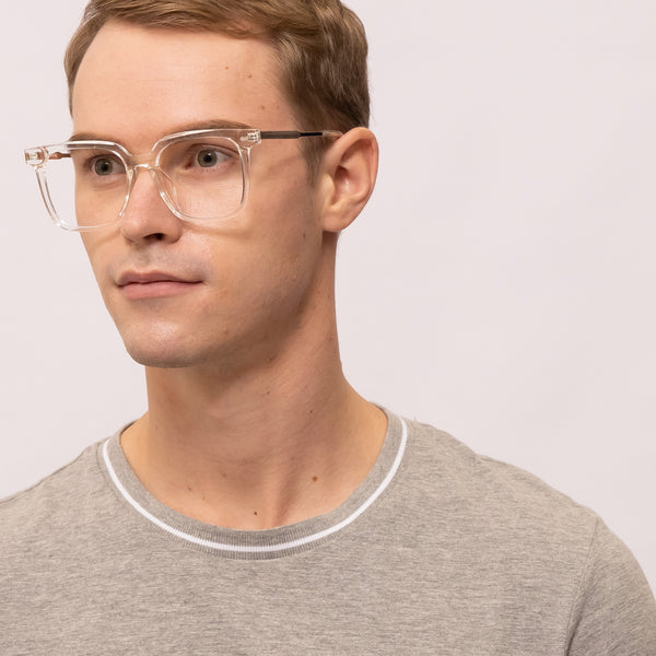 hoot square transparent eyeglasses frames for men front view