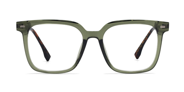 hoot square army green eyeglasses frames front view