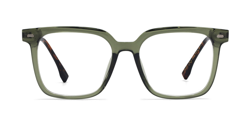 hoot square army green eyeglasses frames front view