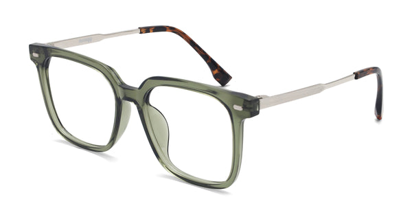 hoot square army green eyeglasses frames angled view
