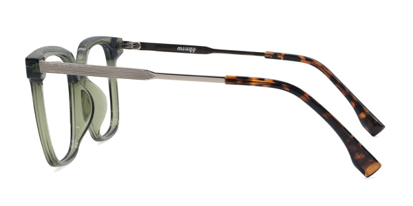 hoot square army green eyeglasses frames side view