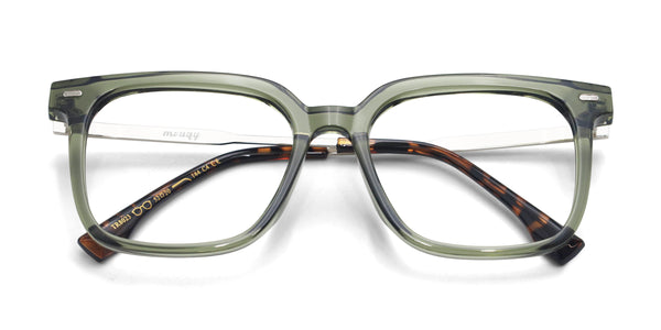 hoot square army green eyeglasses frames top view
