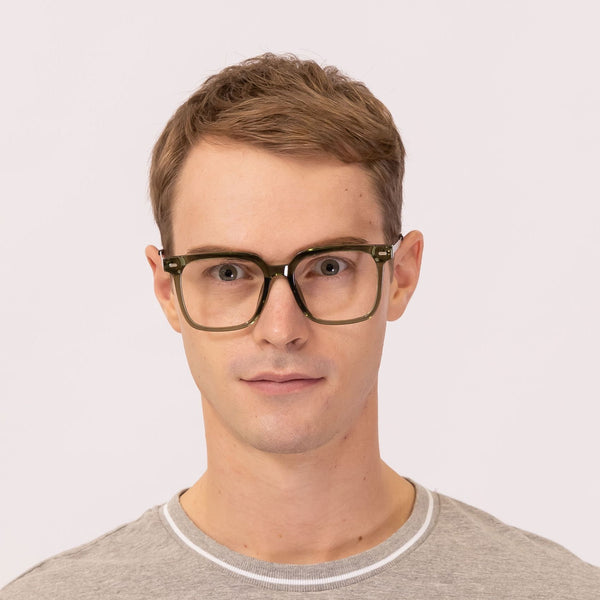 hoot square army green eyeglasses frames for men front view