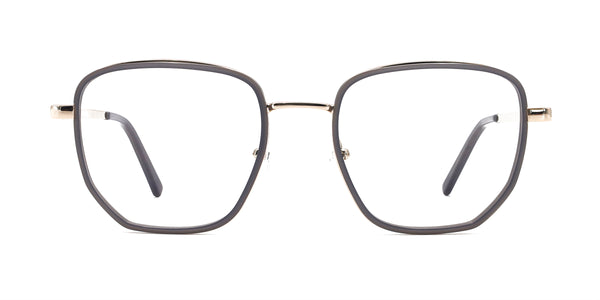 icon geometric gray silver eyeglasses frames front view