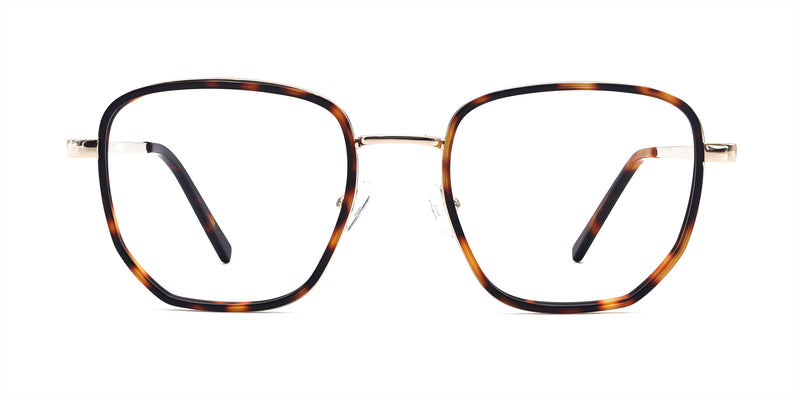 icon geometric tortoise gold eyeglasses frames front view