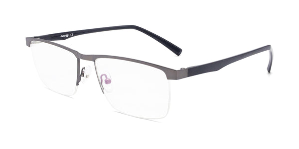 inherit rectangle gunmetal eyeglasses frames angled view