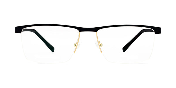 inherit rectangle black gold eyeglasses frames front view