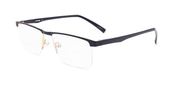 inherit rectangle black gold eyeglasses frames angled view