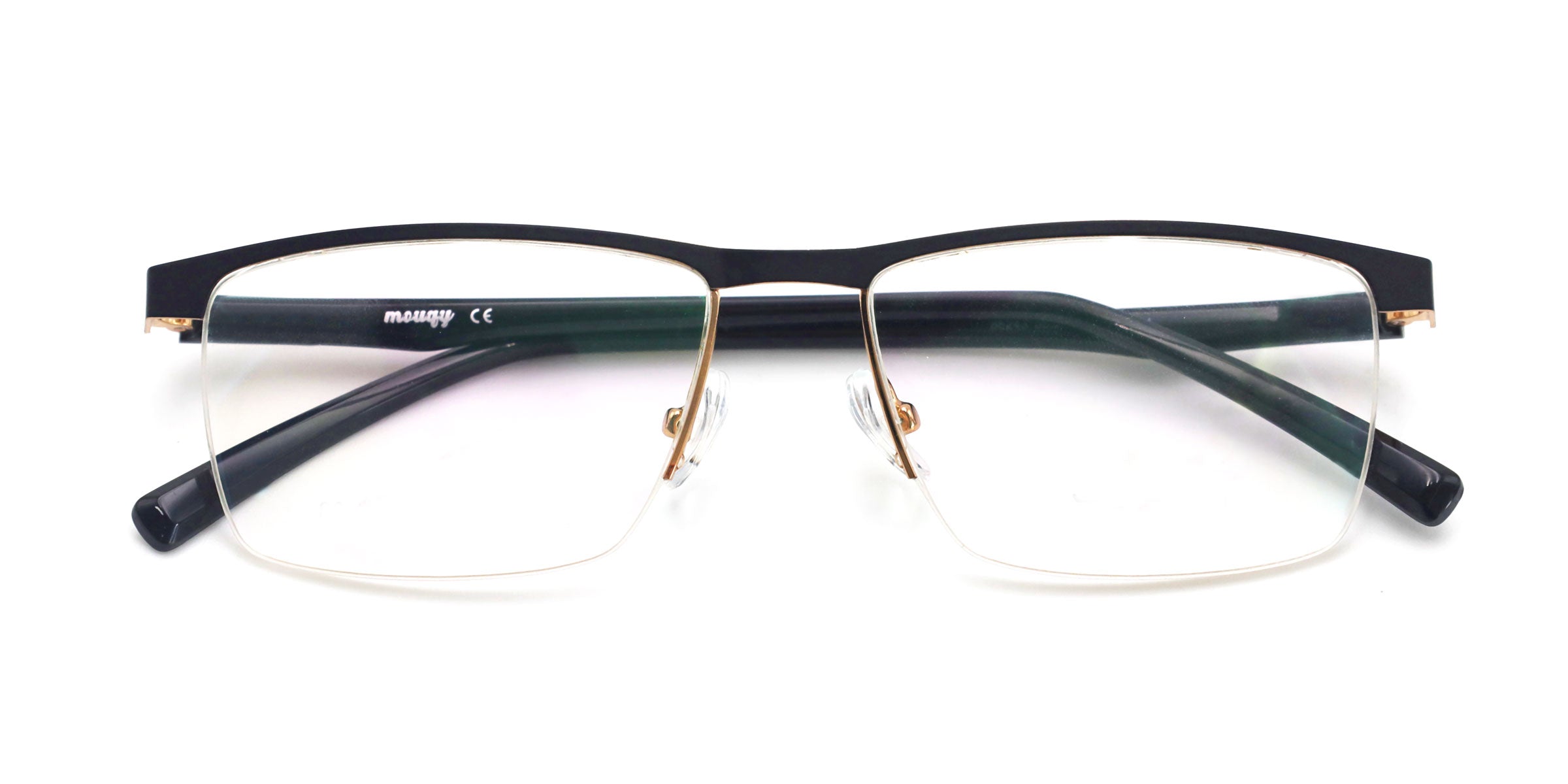 inherit rectangle black gold eyeglasses frames top view